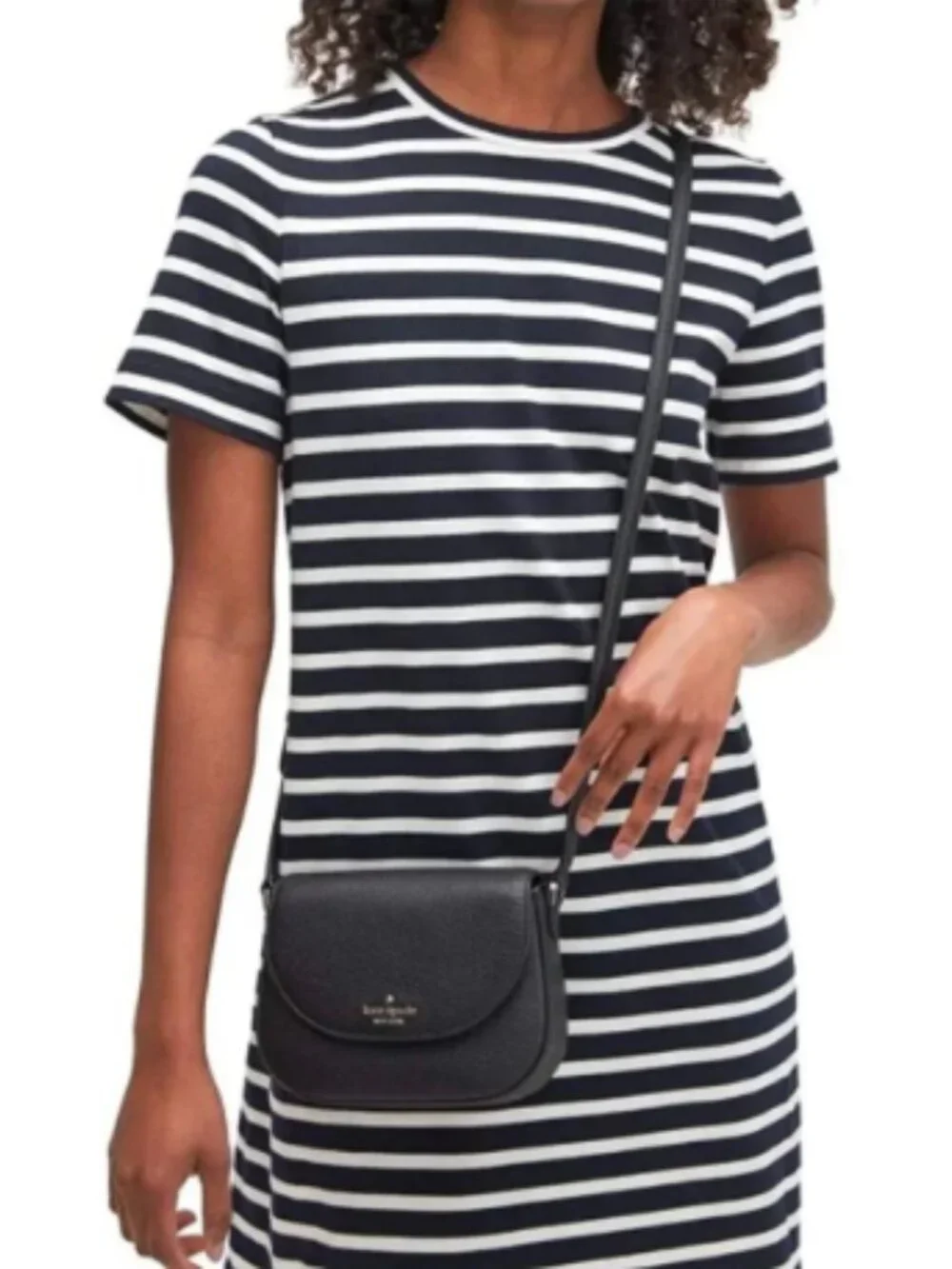 Kate Spade Leila Pebbled Leather Mini Flap Crossbody Bag - Black